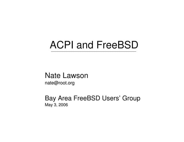 ACPI and FreeBSD (Part 1)