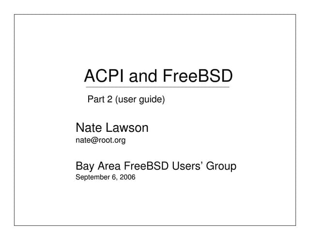 ACPI and FreeBSD (Part 2)