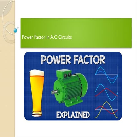 AC Power and Power Factor The types of powers Define power Factor Explain the...
