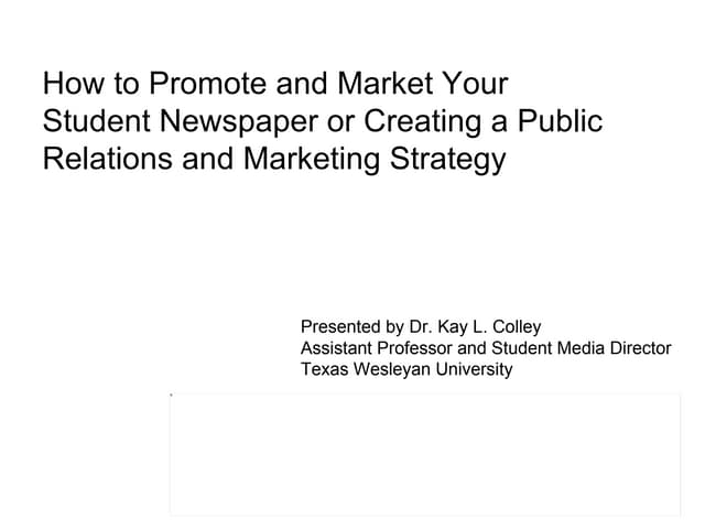 How to Promote and Market Your Stud...