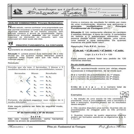 Análise Combinatória: Princípio Fundamental da Contagem