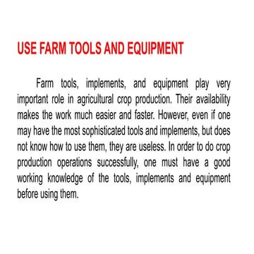 Farm tools, equipment and implements | PPTX