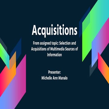Acquisition of Multimedia Sources of Information