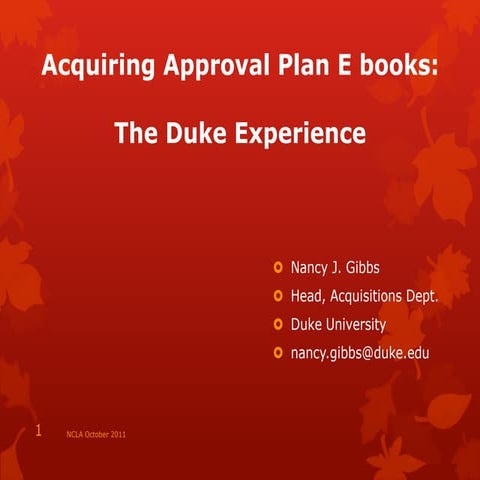 Acquiring approval plan e books   the duke experience