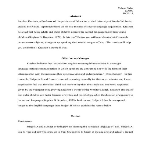 Acquisition of language case study | PDF