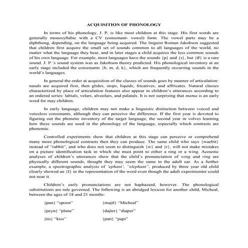 Acquisition of phonology