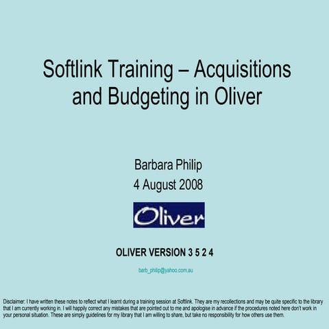 Acquisitions And Budgeting In Oliver | PPT