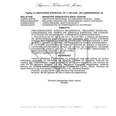 Acórdão   não aplicação fator previdenciário aposentadoria especial enquadramentos