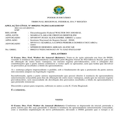 Acórdão   recente julgado favorável para desaposentação