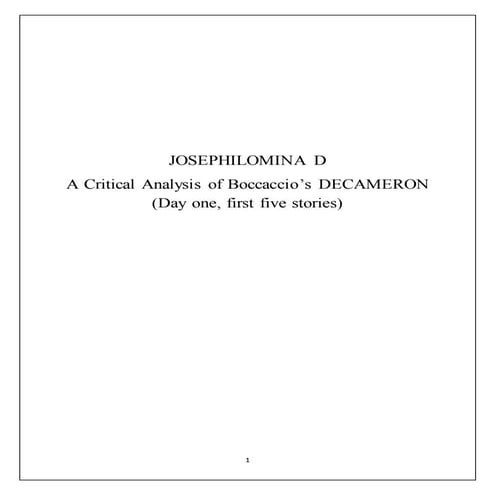A critical analysis of boccaccio