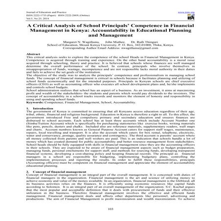 A critical analysis of school principals’ competence in financial management ...