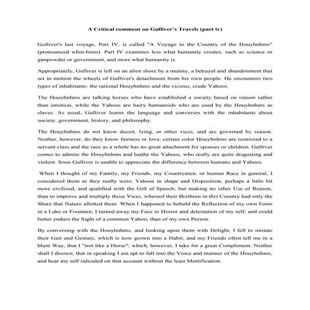 A critical comment on Gulliver’s travels (part iv)