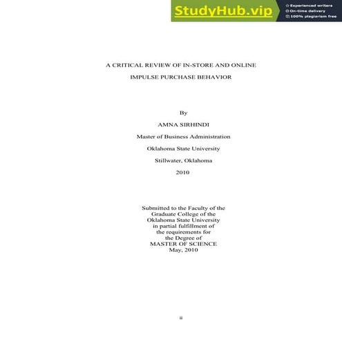 A Critical Review Of Online And In-Store Impulse Buying Behavior (1) | PDF