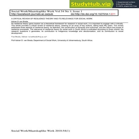 A Critical Review Of Resilience Theory And Its Relevance For Social ...