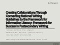 Creating Collaborations Through Connecting National Writing Guidelines to the Framework for Information Literacy: Framework for Success in Postsecondary Writing