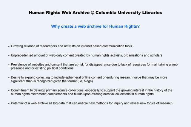 ACRL/NY 2013 poster: Assessment of the Effectiveness of the Human Rights Web ...