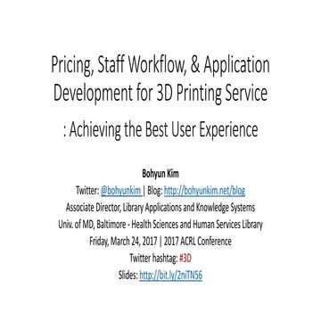 Pricing, Staff Workflow, & Application Development for 3D Printing ...