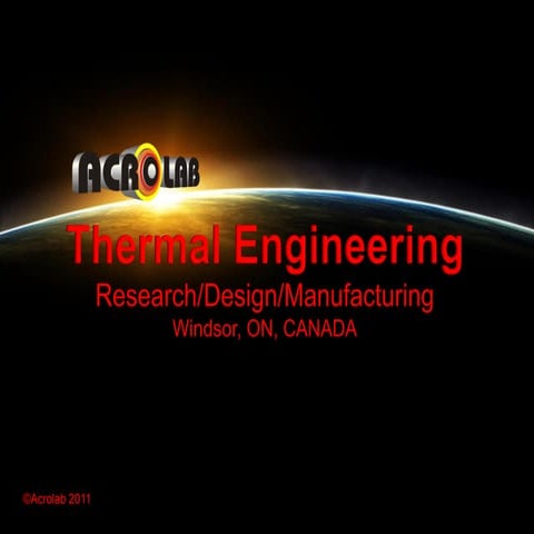 Acrolab Company Presentation 2011 - "Advanced Technology in Thermal Engineering"