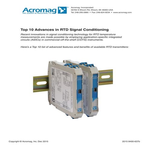 Top Ten Advances In RTD Signal Conditioning