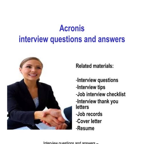 Acronis interview questions and answers | PPT