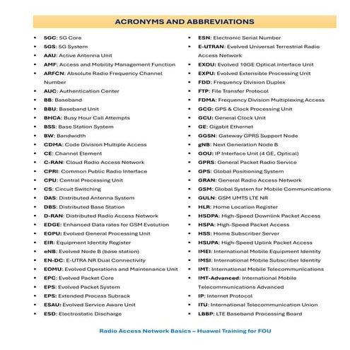 Comprehensive Radio Access Network (RAN) Acronyms and Terminology ...