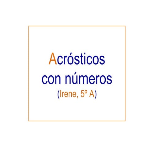 Acrosticos Irene Con Numeros 1 A 10