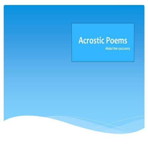 Acrostic poems