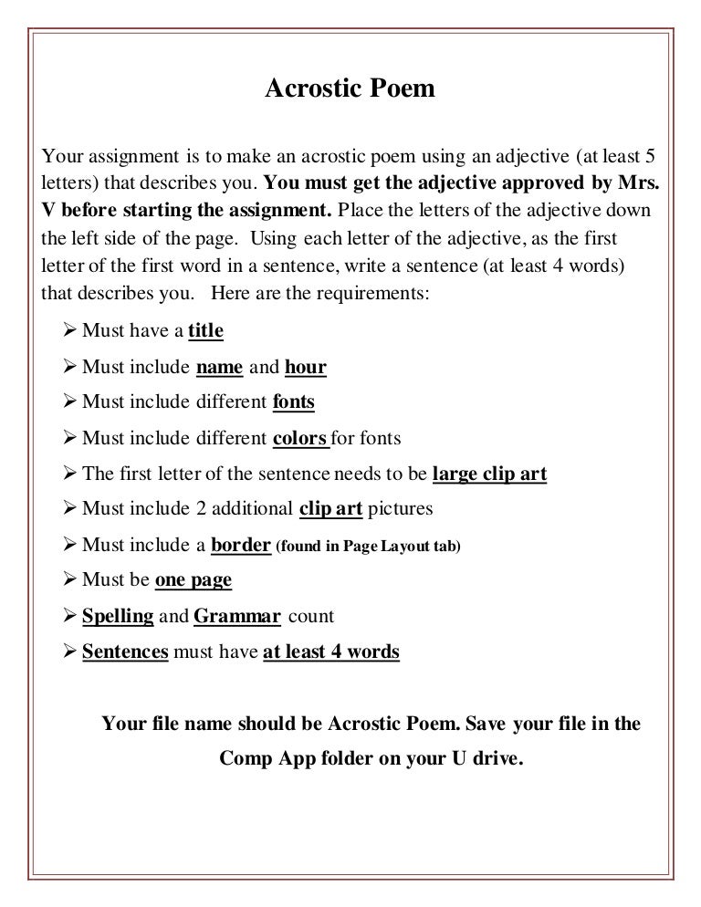 word assignment