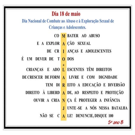 Acróstico  - Maio Laranja 