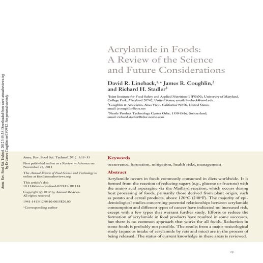 Acrylamide in Foods: A Review of the Science and Future Considerations ...