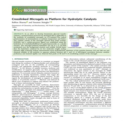Crosslinked Microgels as Platform for Hydrolytic Catalysts Article pubs.acs.org/Biomac