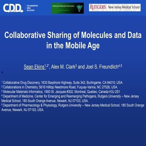 Collaboraive sharing of molecules and data in the mobile age