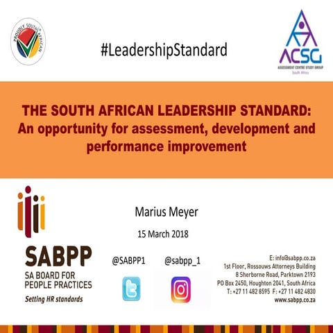 #LeadershipStandard at the 2018 ACSG Conference by Marius Meyer