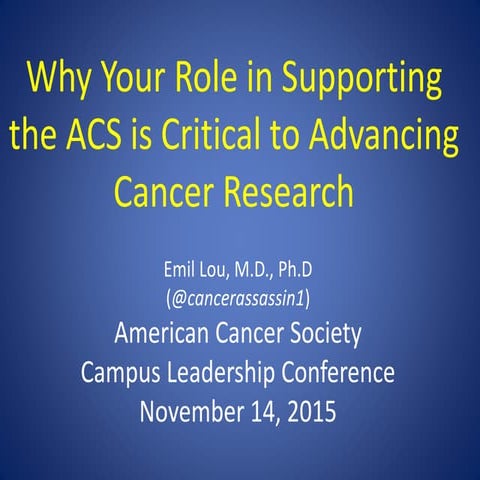 Importance of supporting cancer research