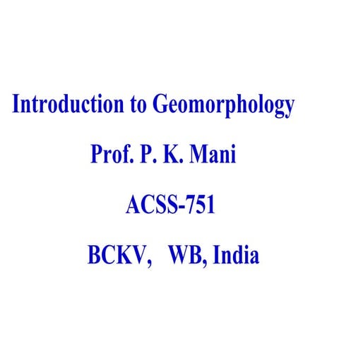 Introduction to Geomorphology 