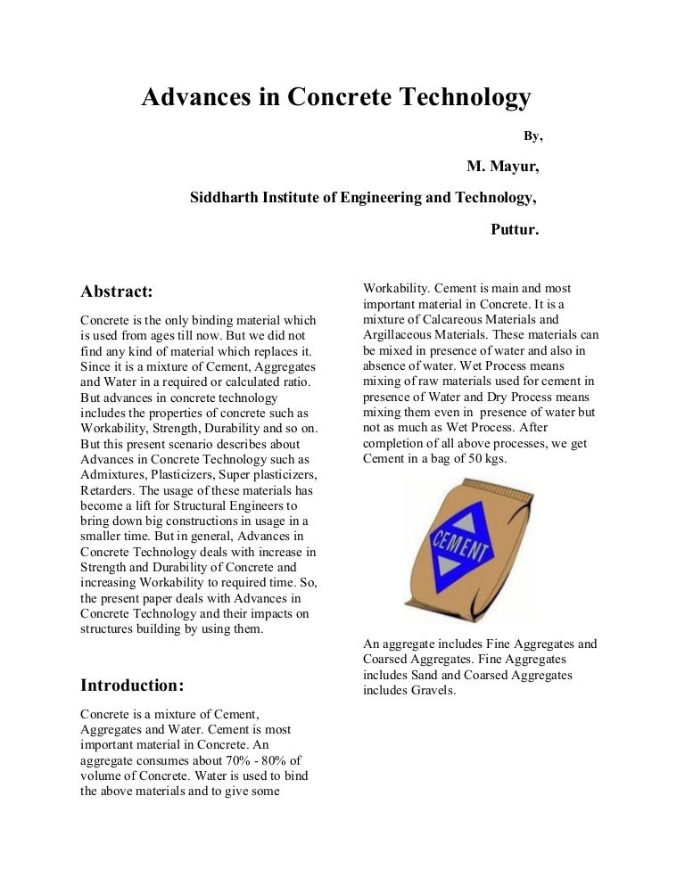 Advances in Concrete Technology
