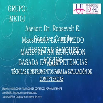 TÉCNICAS E INSTRUMENTOS PARA LA EVALUACIÓN DE COMPETENCIAS