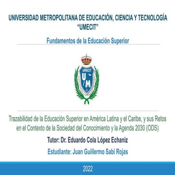 Trazabilidad de la Educación Superior en América Latina y el Caribe, y sus Re...