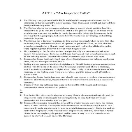 Act 1  -an inspector calls-