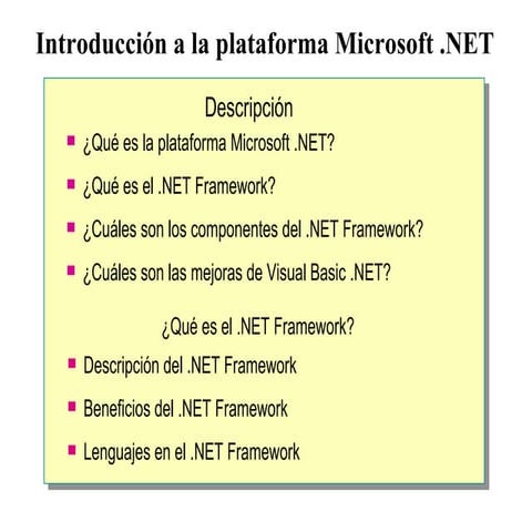 Introducción a la Plataforma Visual Studio .NET
