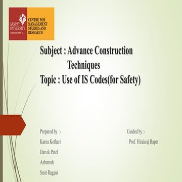 Use of IS Code for safety | PPT