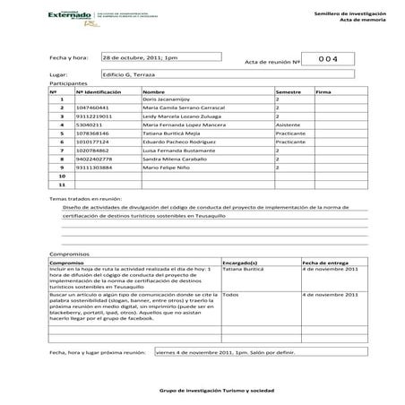 Acta de semillero 28 de octubre