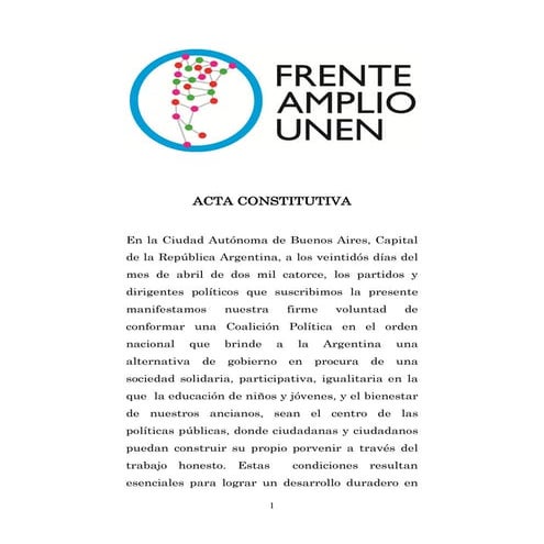Acta constitutiva Frente Amplio UNEN
