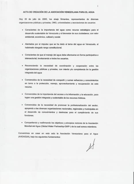 Acta de creación de AveAgua 