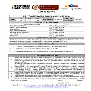 Acta de cierre 2013  villa victoria