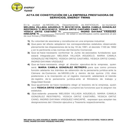 Acta de costitucion.