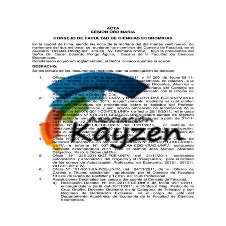 Acta de de sesion de consejo de facultad 29 nov 2011