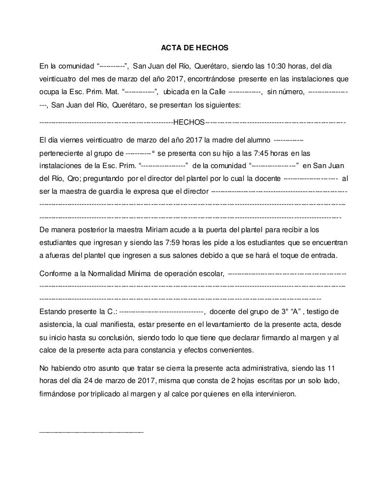 Acta de hechos