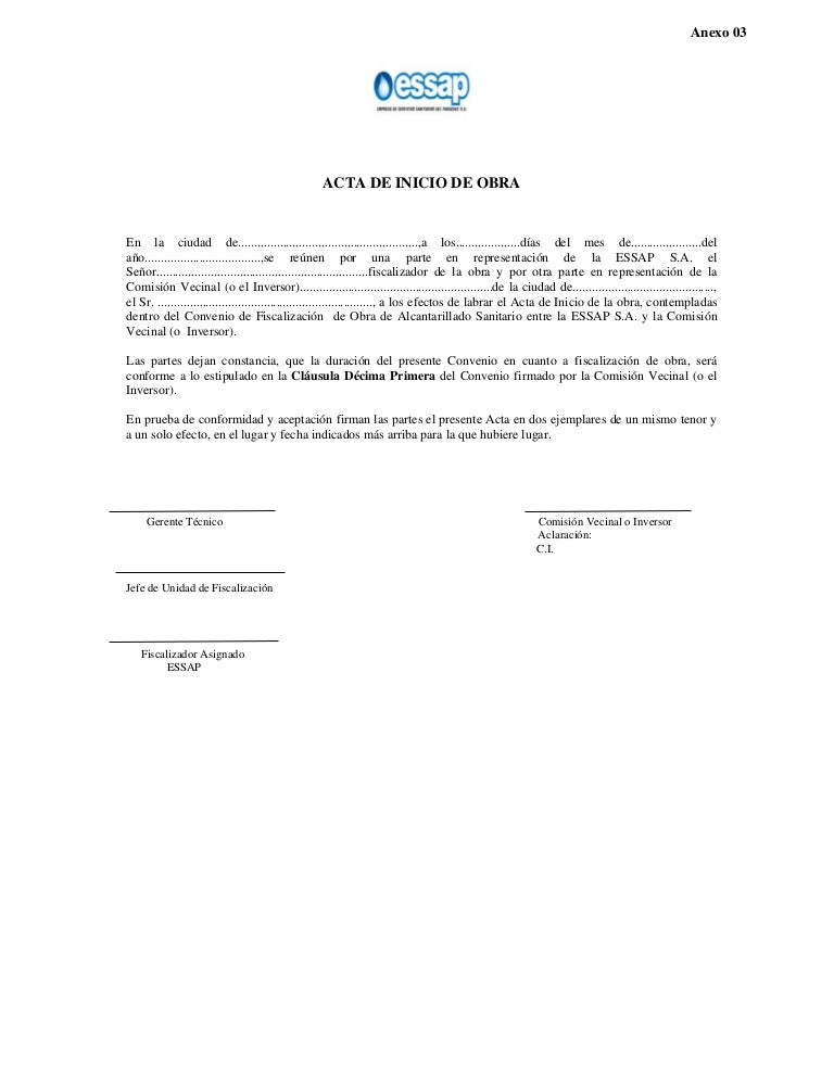 Acta de inicio de obra