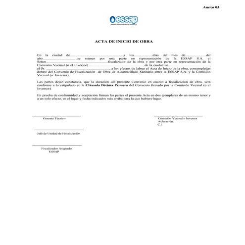 Acta de inicio de obra